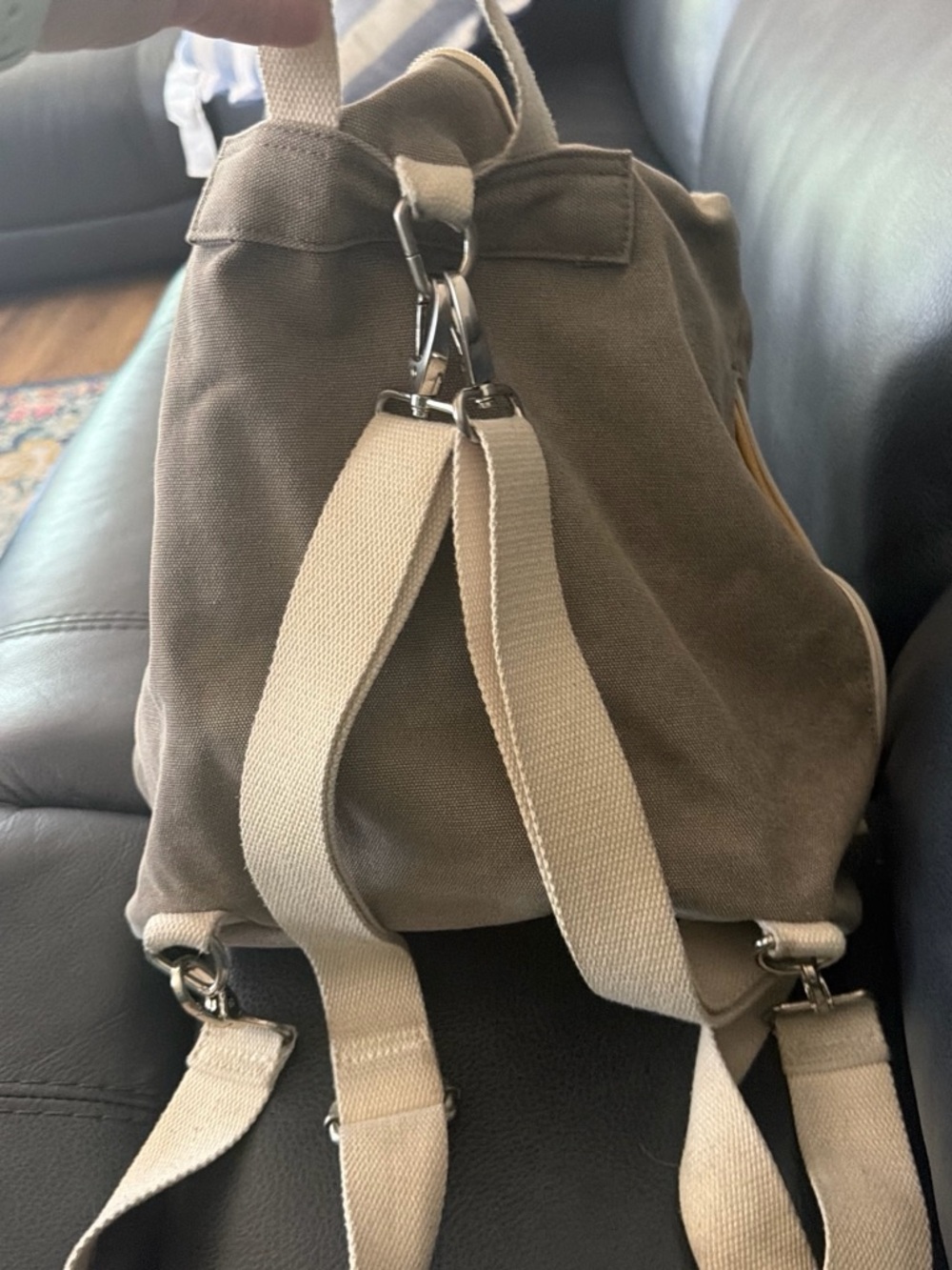 Source Unknown Tan Canvas Backpack with Paisley Front Pocket - Picture 2 of 10
